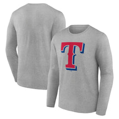 Texas Rangers Official Team Logo Long Sleeve T-Shirt - Heather Gray T-shirts