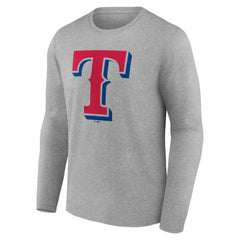Texas Rangers Official Team Logo Long Sleeve T-Shirt - Heather Gray T-shirts