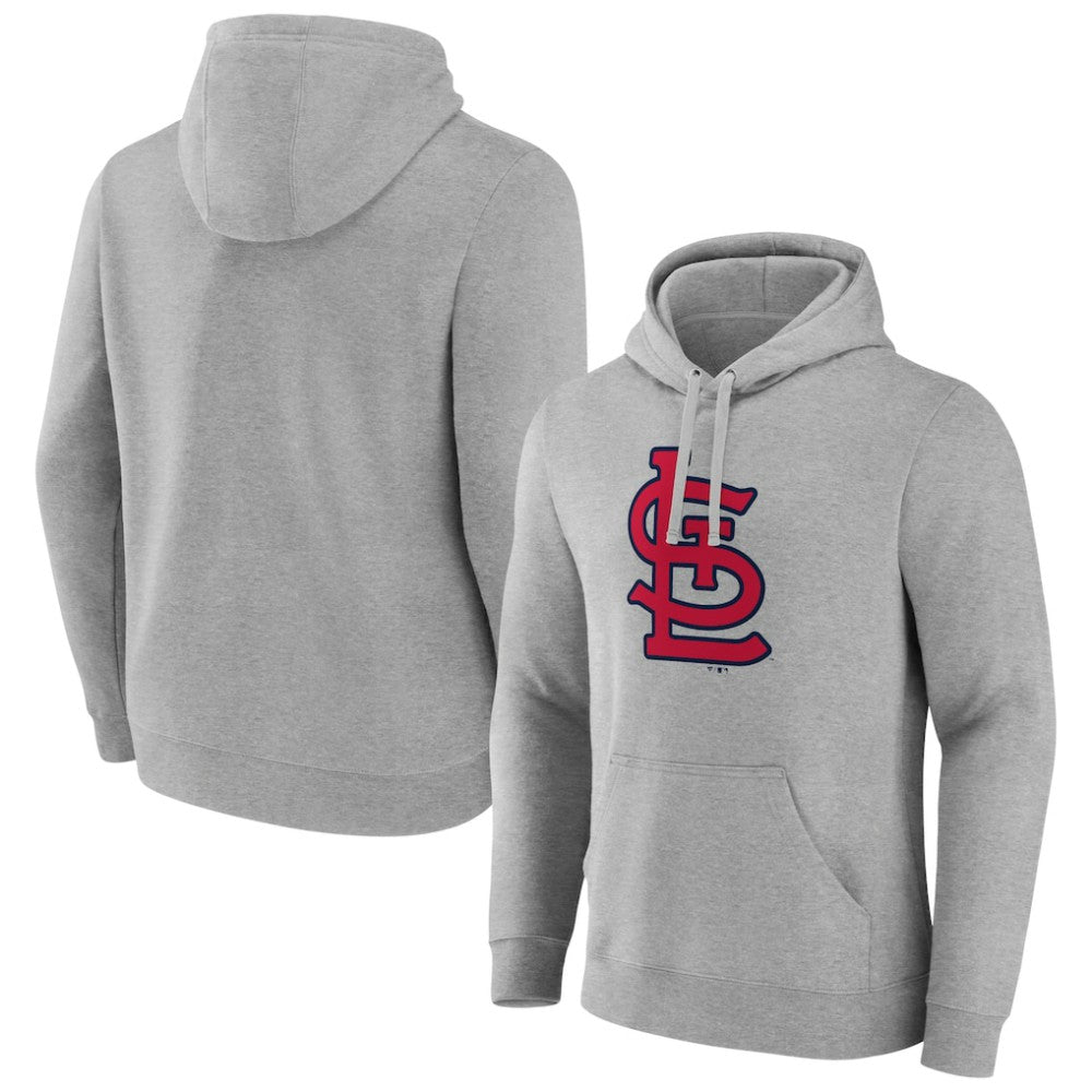 St. Louis Cardinals Official Logo Fitted Pullover Hoodie - Heather Gray Hoodies