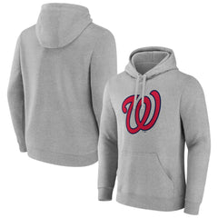 Washington Nationals Official Logo Fitted Pullover Hoodie - Heather Gray Hoodies