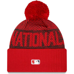 Washington Nationals New Era Authentic Collection Sport Cuffed Knit Hat with Pom - Red Hats