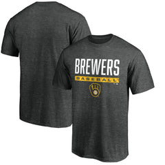 Milwaukee Brewers Win Stripe Logo T-Shirt - Charcoal T-shirts