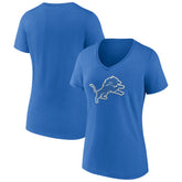 Detroit Lions Women's Primary Team Logo V-Neck T-Shirt - Blue T-shirts