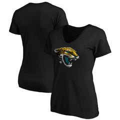 Jacksonville Jaguars Women's Midnight Mascot Logo V-Neck T-Shirt - Black T-shirts
