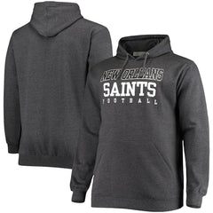 New Orleans Saints Big & Tall Practice Pullover Hoodie - Heathered Charcoal Hoodies