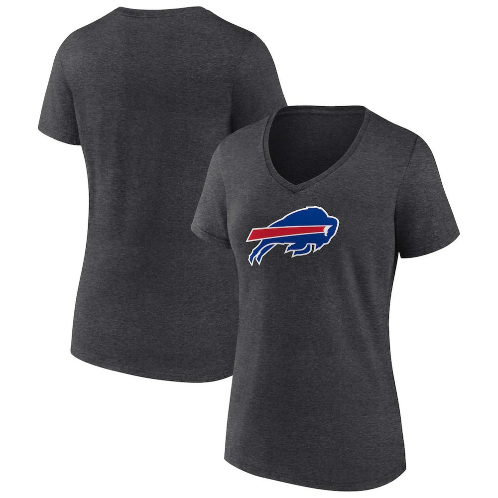 Buffalo Bills Women's Primary Team Logo V-Neck T-Shirt - Charcoal T-shirts