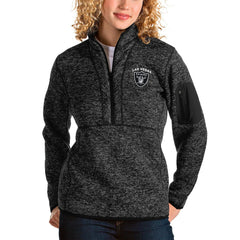 Las Vegas Raiders Antigua Women's Fortune Half-Zip Pullover Jacket - Heather Black Pullover