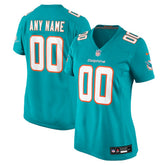 Miami Dolphins Women's Custom Game Jersey - Aqua Jerseys