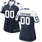 Dallas Cowboys Women's Alternate Custom Game Jersey - Navy Jerseys