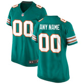 Miami Dolphins Women's Alternate Custom Game Jersey - Aqua Jerseys