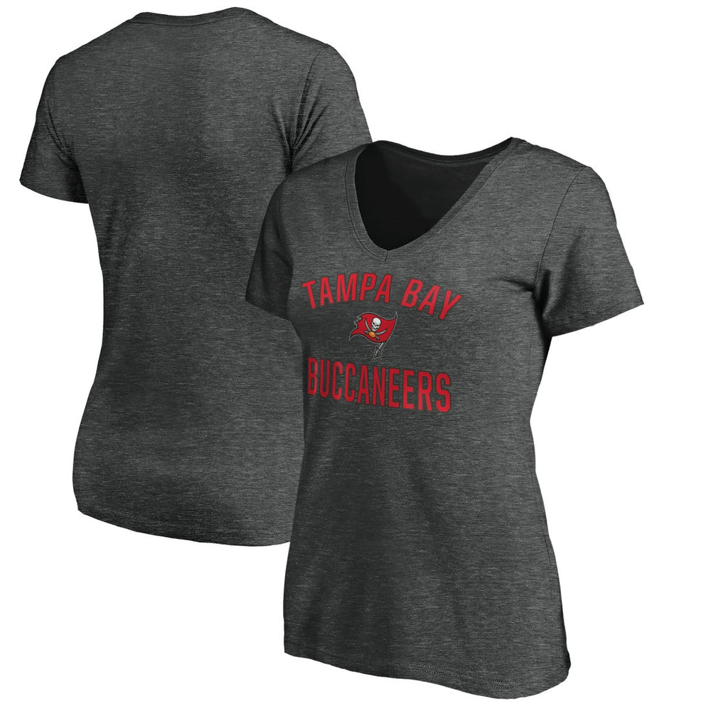 Tampa Bay Buccaneers Women's Victory Arch V-Neck T-Shirt - Heathered Gray T-shirts