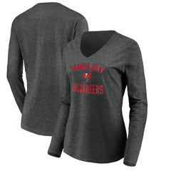 Tampa Bay Buccaneers Women's Victory Arch Long Sleeve V-Neck T-Shirt - Heather Gray T-shirts