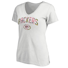 Green Bay Packers Women's Floral Arch T-Shirt - White T-shirts