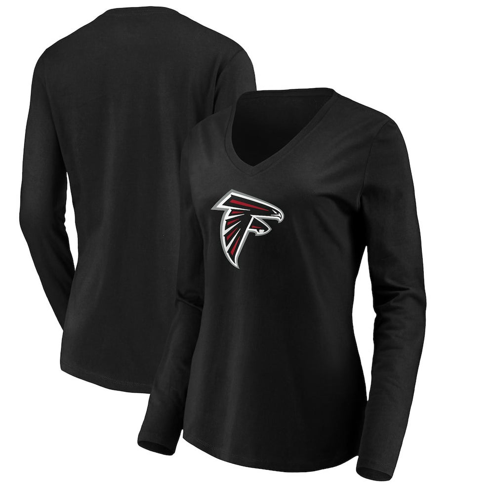 Atlanta Falcons Women's Primary Logo Long Sleeve T-Shirt - Black T-shirts