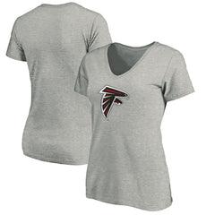 Atlanta Falcons Women's Primary Logo V-Neck T-Shirt - Heather Gray T-shirts