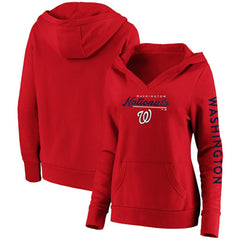 Washington Nationals Fanatics Women's Core High Class Crossover Pullover Hoodie - Red Hoodies