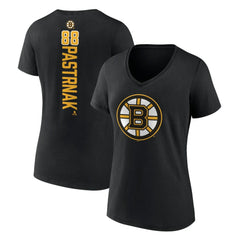 David Pastrnak Boston Bruins Women's Playmaker V-Neck T-Shirt - Black | US 3908183