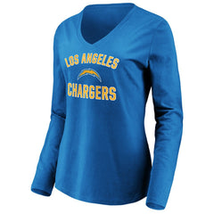 Los Angeles Chargers Women's Victory Arch Long Sleeve V-Neck T-Shirt - Powder Blue T-shirts