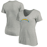 Los Angeles Chargers Women's Primary Logo V-Neck T-Shirt - Heather Gray T-shirts