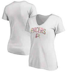 Indiana Pacers Women's Floral Arch V-Neck T-Shirt White outlet