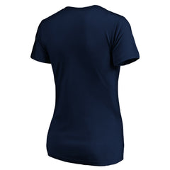 Milwaukee Brewers Logo Women's Banner Wave V-Neck T-Shirt - Navy T-shirts