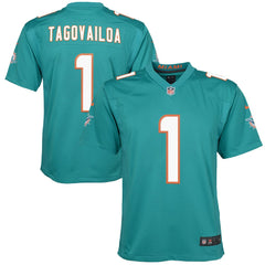 Tua Tagovailoa Miami Dolphins Youth Game Jersey - Aqua Jerseys