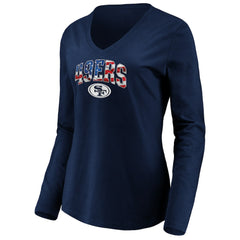 San Francisco 49ers Women's Banner Wave V-Neck Long Sleeve T-Shirt - Navy T-shirts