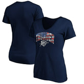 Oklahoma City Thunder Women's Banner Wave V-Neck T-Shirt Navy outlet