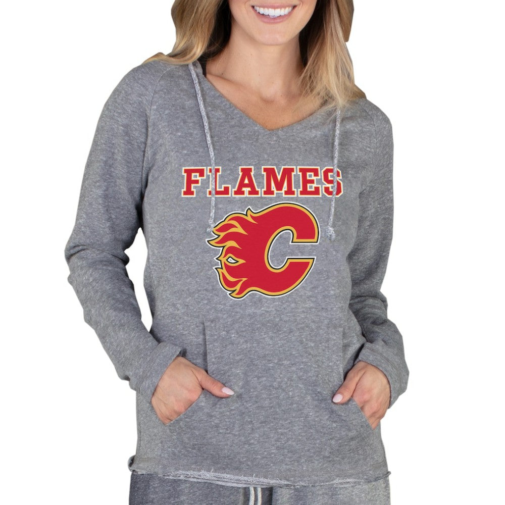 Calgary Flames Concepts Sport Women's Mainstream Terry Tri-Blend Long Sleeve Hooded Top - Gray | US 3929295