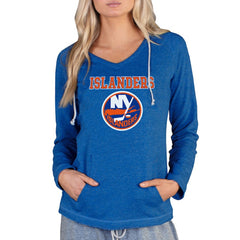 New York Islanders Concepts Sport Women's Mainstream Terry Tri-Blend Long Sleeve Hooded Top - Royal | US 3929305