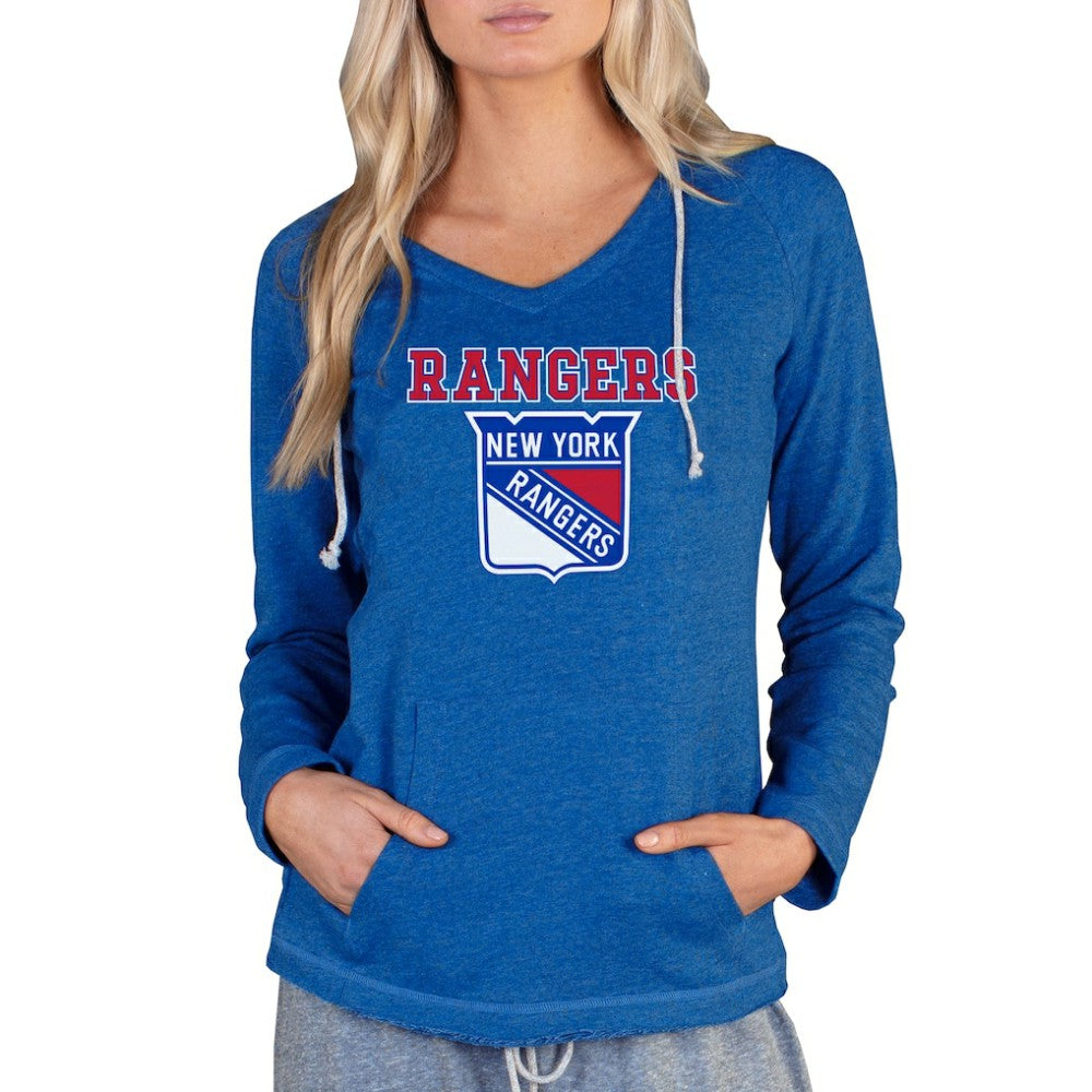 New York Rangers Concepts Sport Women's Mainstream Terry Tri-Blend Long Sleeve Hooded Top - Royal | US 3929306