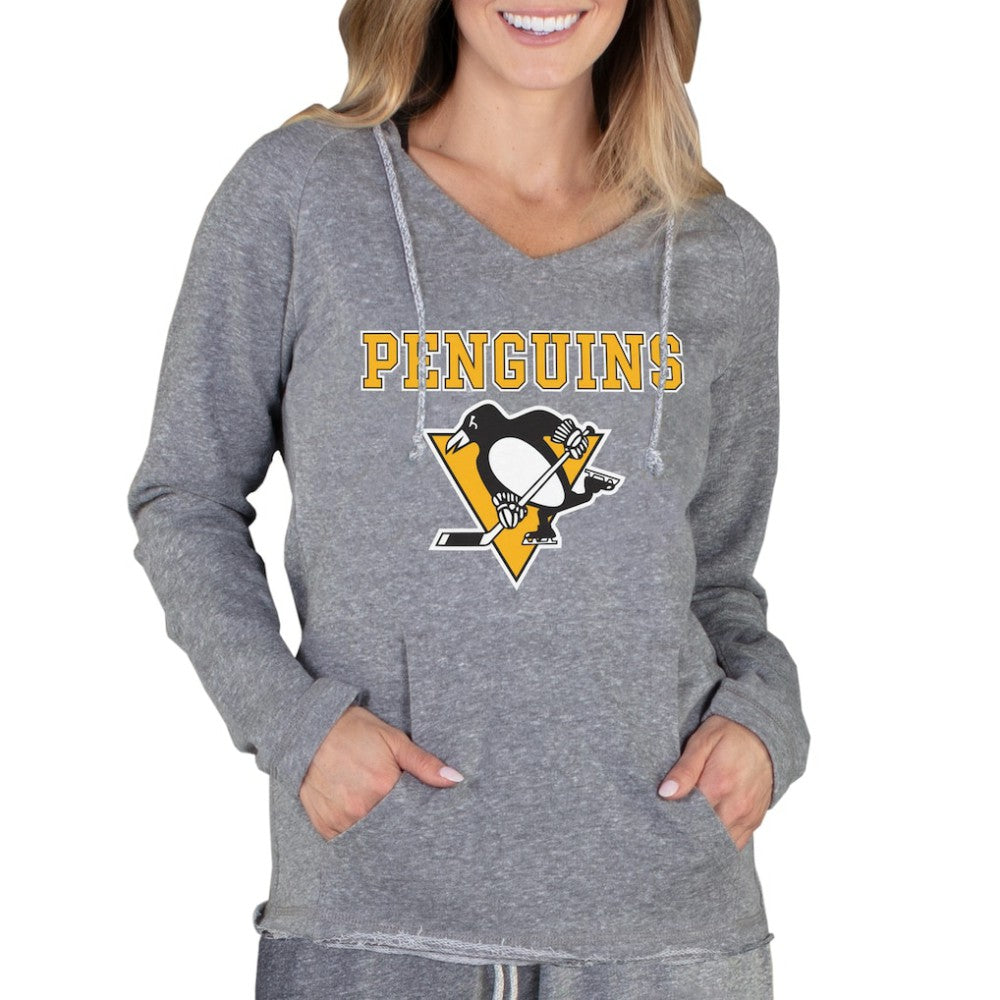 Pittsburgh Penguins Concepts Sport Women's Mainstream Terry Tri-Blend Long Sleeve Hooded Top - Gray | US 3929308