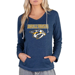 Nashville Predators Concepts Sport Women's Mainstream Terry Tri-Blend Long Sleeve Hooded Top - Navy | US 3929320