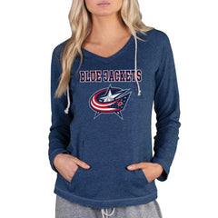 Columbus Blue Jackets Concepts Sport Women's Mainstream Terry Tri-Blend Long Sleeve Hooded Top - Navy | US 3929321