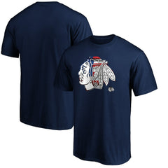 Chicago Blackhawks Banner Wave Logo T-Shirt - Navy | US 3930357