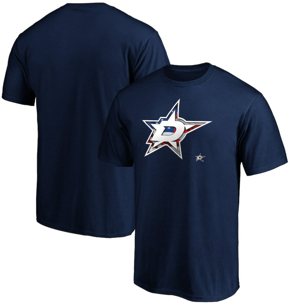 Dallas Stars Banner Wave Logo T-Shirt - Navy | US 3930360
