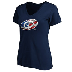 Carolina Hurricanes Women's Banner Wave Logo V-Neck T-Shirt T-Shirt - Navy | US 3930379
