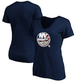 New York Islanders Women's Banner Wave Logo V-Neck T-Shirt T-Shirt - Navy | US 3930390