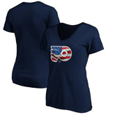 Philadelphia Flyers Women's Banner Wave Logo V-Neck T-Shirt T-Shirt - Navy | US 3930392