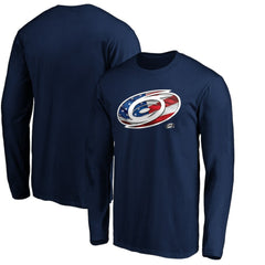 Carolina Hurricanes Banner Wave Logo Long Sleeve T-Shirt - Navy | US 3930425