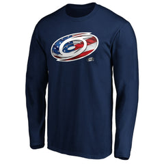 Carolina Hurricanes Banner Wave Logo Long Sleeve T-Shirt - Navy | US 3930425