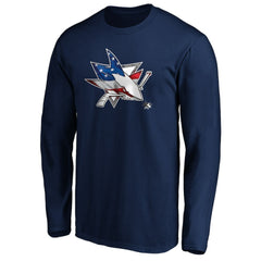 San Jose Sharks Banner Wave Logo Long Sleeve T-Shirt - Navy | US 3930440
