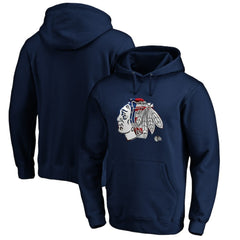 Chicago Blackhawks Banner Wave Logo Pullover Hoodie - Navy | US 3930449