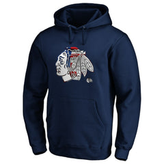 Chicago Blackhawks Banner Wave Logo Pullover Hoodie - Navy | US 3930449