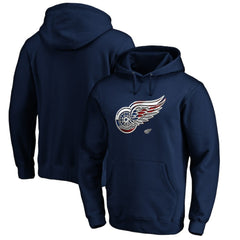 Detroit Red Wings Banner Wave Logo Pullover Hoodie - Navy | US 3930453