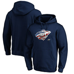 Minnesota Wild Banner Wave Logo Pullover Hoodie - Navy | US 3930456