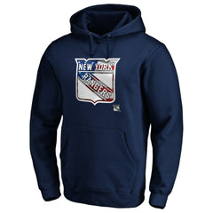 New York Rangers Banner Wave Logo Pullover Hoodie - Navy | US 3930460