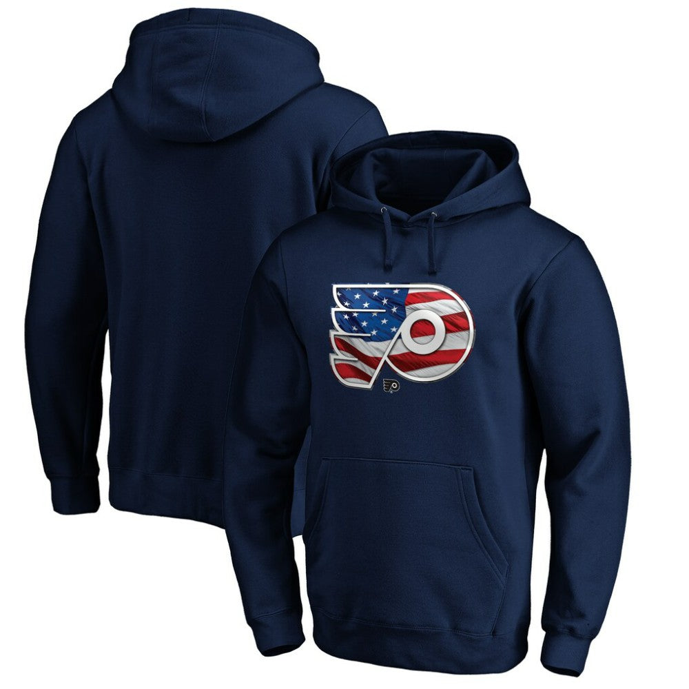 Philadelphia Flyers Banner Wave Logo Pullover Hoodie - Navy | US 3930461