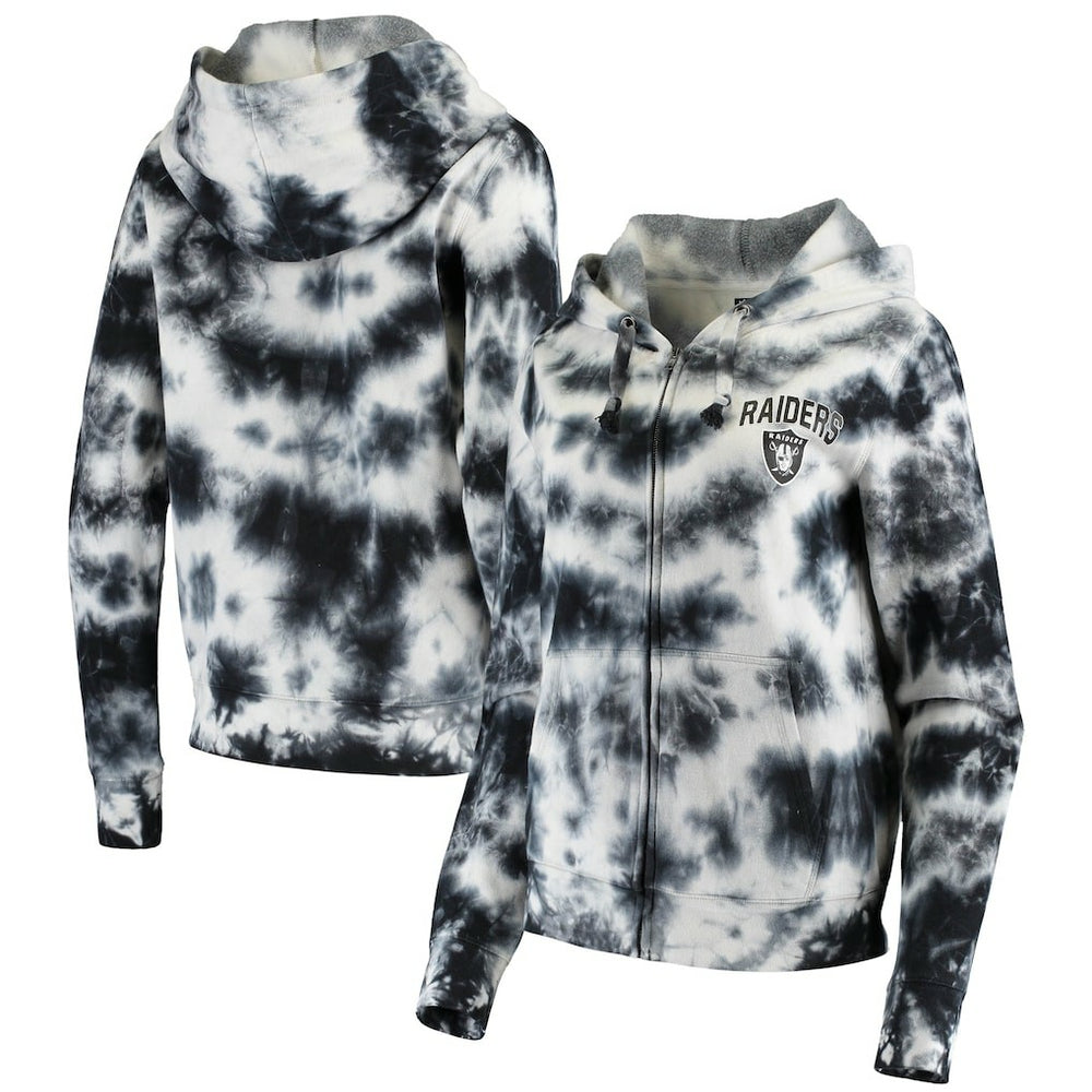 Las Vegas Raiders New Era Women's Tie Dye Fleece Full-Zip Hoodie - Black Hoodies