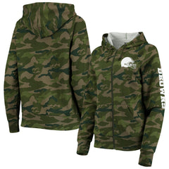 Cleveland Browns New Era Women's Raglan Full-Zip Hoodie - Camo Hoodies